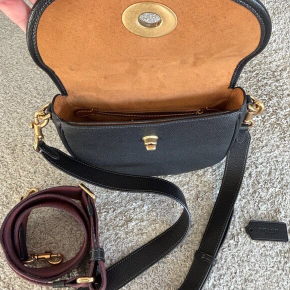 COACH Willow Saddle Bag Crossbody Black Two Straps - Picture 4 of 4